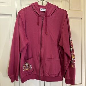 Blair Rose Zip Up Jacket with Floral Embroidery size Small